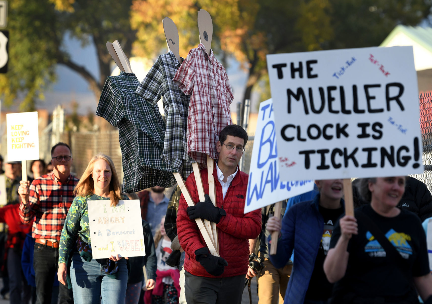 Protesters in flannel